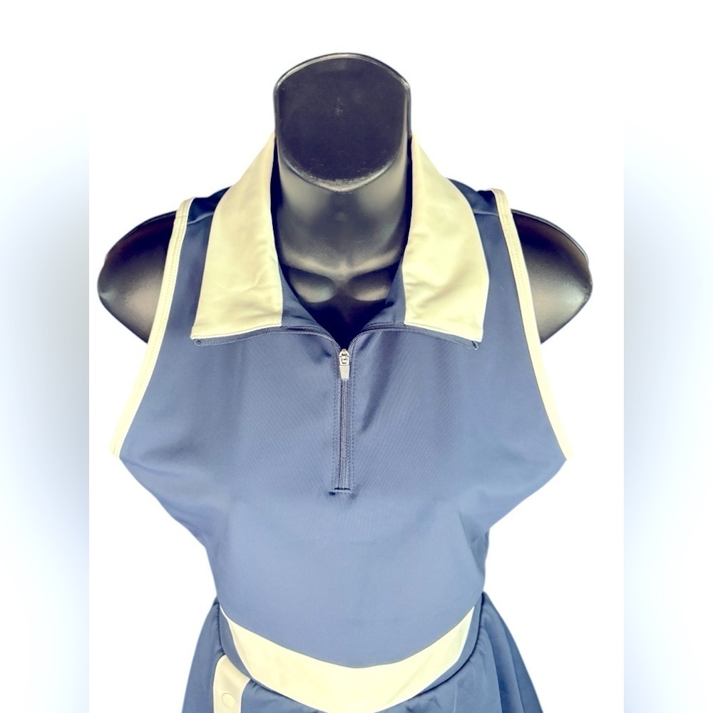 Sincerely Jules Active navy blue white Trim Tennis Golf top & Skort set Large - Picture 7 of 9